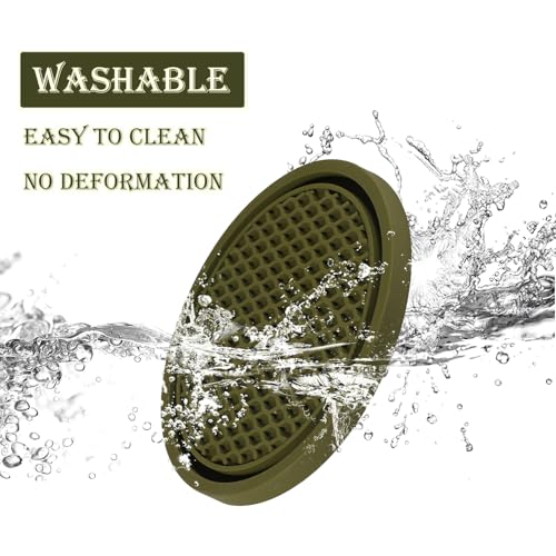 Image of SINGARO Car Cup Coaster, 4PCS Universal Non-Slip Cup Holders Embedded in Ornaments Coaster, Car Interior Accessories, Olive Green