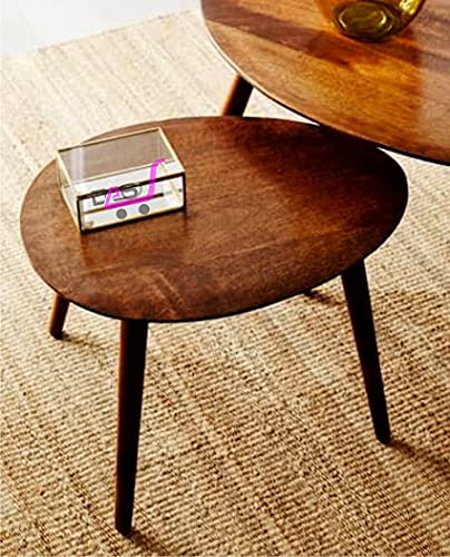 Image of Shoppee Fold-able Oval Shaped Side Table /Tea Coffee Breakfast Table (Walnut)