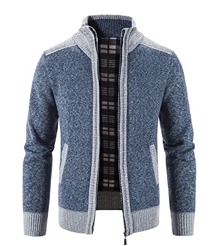 WFEI Men's Maglione Cappotto Moda Patchwork Cardigan Uomini Maglia Maglia Giacca Slim Fit Stand Collo Card Cardigan Cardigan Caldo