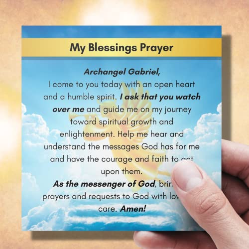 Archangel Gabriel Sigil from The Ancient Book of King Solomon - St Gabriel Necklace for Men and Women - Blessings Prayer Included - Angel Wing Pendant - Miraculous Medal - Guardian Crystal Amulet3