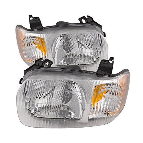 HEADLIGHTSDEPOT Halogen Headlights Compatible With Ford Escape 2001-2004 Includes Left Driver and Right Passenger Side Headlamps