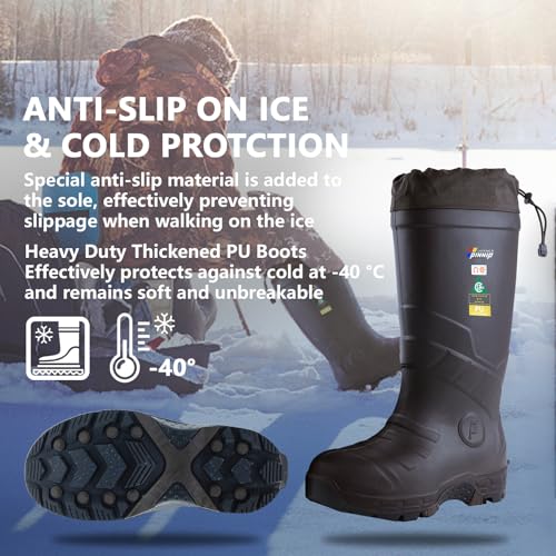 Men's Heavy Duty PU Rubber Work Boots With Composite Toe Waterproof Insulated ASTM F2413-18 Acid & Oil Resistant Anti Slip On Ice3