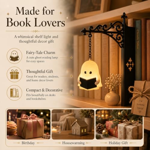 Library Lantern Mini Bookshelf Lamp, Decorative Bookshelf Lighting with Miniature Hanging Lantern for Bookshelf, Lantern Bookshelf Light, Bookcase Light for Home Library Decor, Book Lover Gift, 1 Pack - Image 7