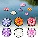 6 Stück LED Schwimmende Blumen,Künstliche Seerosen Schwimmende Laterne,Schwimmende Blumen,schwimmend Lotusblüten,Lotusblüte Wasserlilie,für Garten Teich Terrasse, Outdoor-Dekoration,Warmweiß