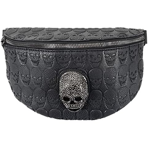Einkaufszauber Riñonera con calavera, color negro Cover