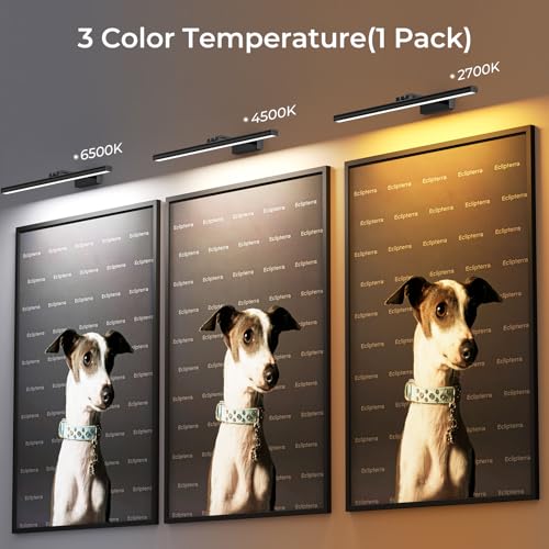 Image of Wireless Picture Lights for Wall, 24in Battery Operated Wall Light for Painting Rechargeable CCT Rotatable Art Gallery Light with Remote Dimmable Timer for Artwork Frame Display Dartboard
