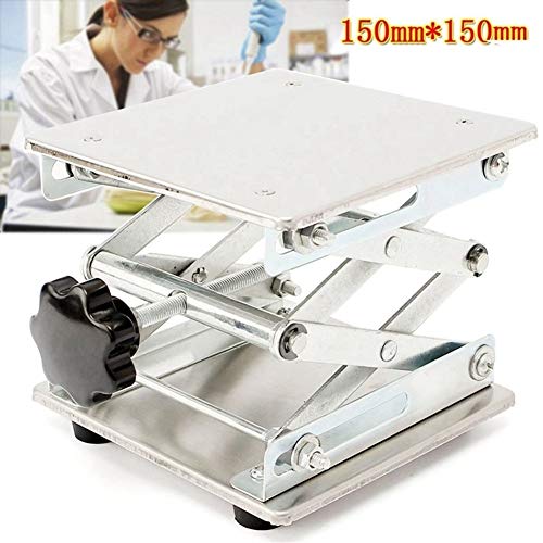 Mesa de laboratorio de acero inoxidable con soporte de tijera elevable 150 mm 6
