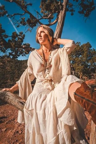 Beautiful Nomad Boho Maxi Skirt Flowy Elastic High Waist Beach Long Skirts with Pockets3