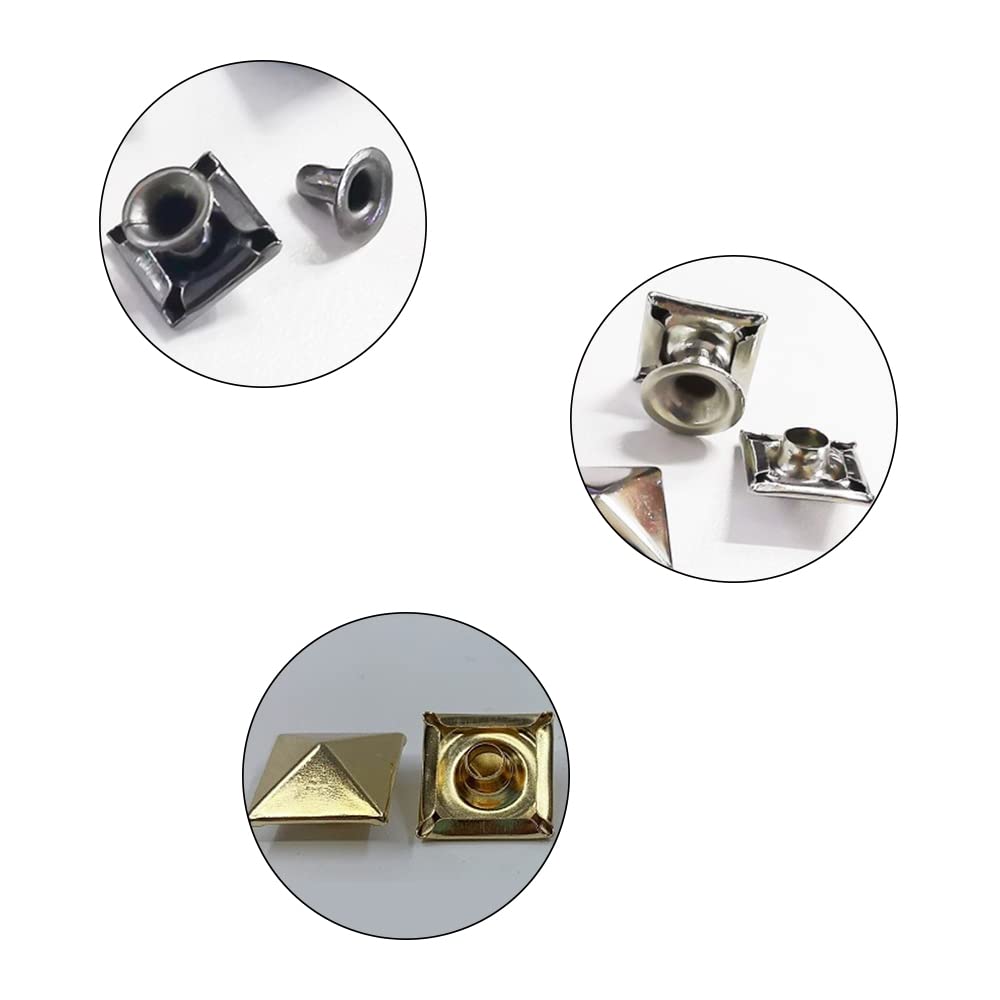 100 Borchie Quadrate a Piramide, Rivetti Punk in Metallo 4 Borchie in Metallo Artiglio per Borsa Abbigliamento in Pelle Scarpe Gioielli Bracciali, Artigianato Fai-da-te Punte (15 MM