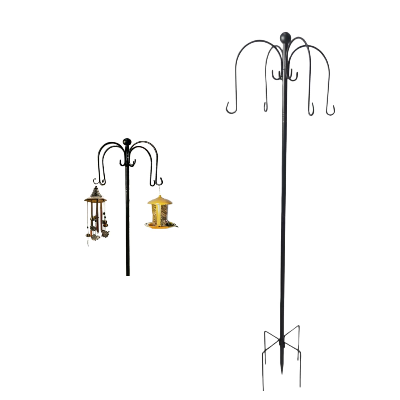 QUZGVEXA Bird Feeders Hanging Station, Large Bird Feeder Pole, Tall Shepherds Crook Garden Hooks, Heavy Duty Metal Hangers for Outdoor Garden Light, Decoration, Flower Basket, Lamp, Wind Chimes(223cm)