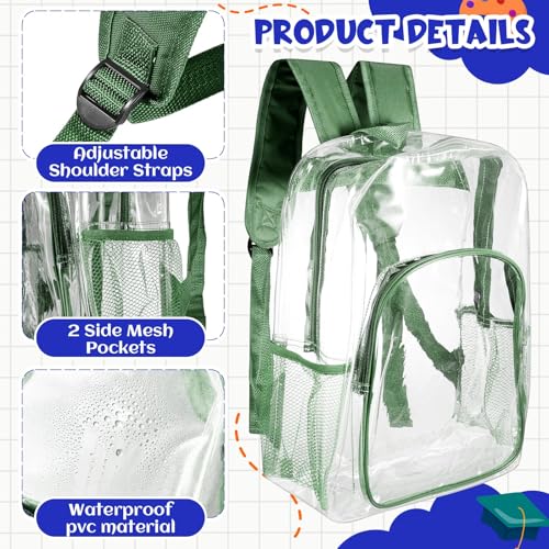 Image of Amylove 36 Pcs Clear Backpack bulk for Stadium Events Heavy Duty PVC Transparent Bookbag for College Workplace Security (15 Inches,6 Colors)