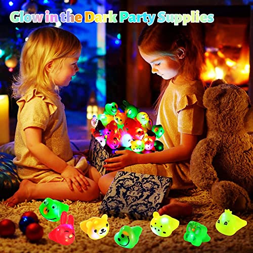 Mikulala 36 Stück LED leuchtende Ringe für Kinder, Graduation Party leuchtende Ringe für Jungen Mädchen, leuchtende Spielzeuge, Partyzubehör als Geschenke Klassenzimmer Preise mit niedlichen Tieren