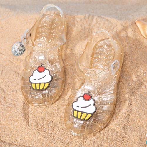 Crystal Jelly Low Heel Sandals,Cute Summer Closed Toe SlingAnkle Strap Sheer Soft Fisherman Beach Shoes Footwear2