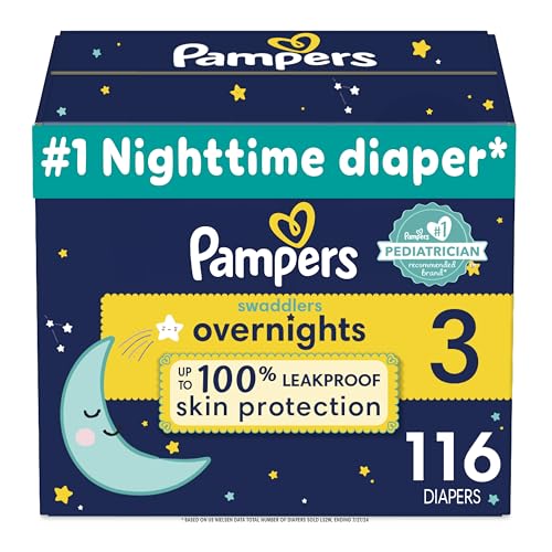 Image of Pampers Swaddlers Overnights Diapers - Size 3, 116 Count, Disposable Baby Diapers, Night Time Skin Protection