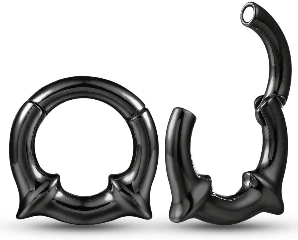 LADEMAYH Heavy Stainless Steel Ear Weights for 6mm+ Stretched Ears, Wave Edge 2g Weighted Gauges for Ear Stretching, Hypoallergenic Gothic Punk Ear Hangers Body Jewelry