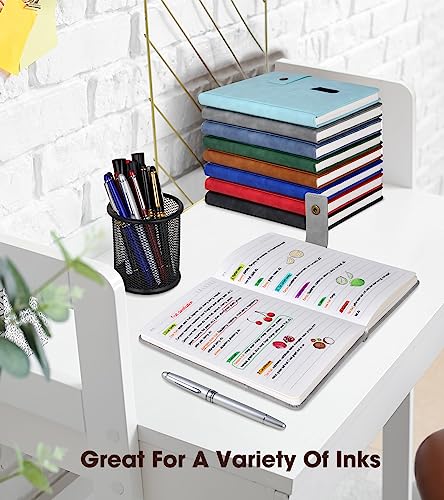 Image of Lined Journal Notebook with Pen, A5 Personalized Hardcover Leather Journal for Men Women, 200 Pages 100 GSM Thick Paper College Ruled Notebooks for Work Travel School Writing Diary 5.9 inch X 8.4 inch Black