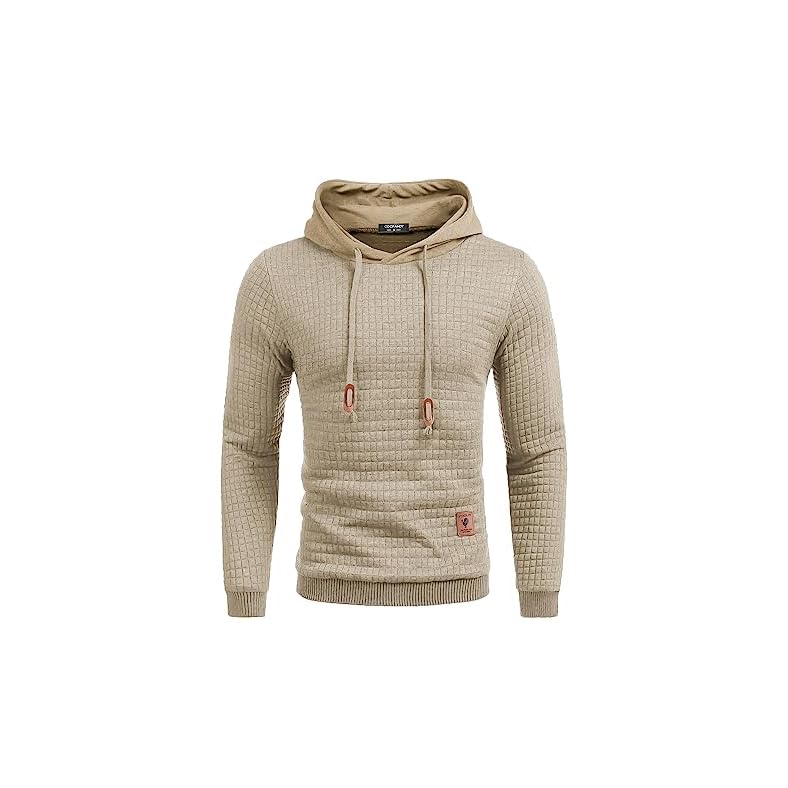 COOFANDY Mens Hooded Sweatshirt Casual Long Sleeve Drawstring Waffle Knit Pullover Hoodies