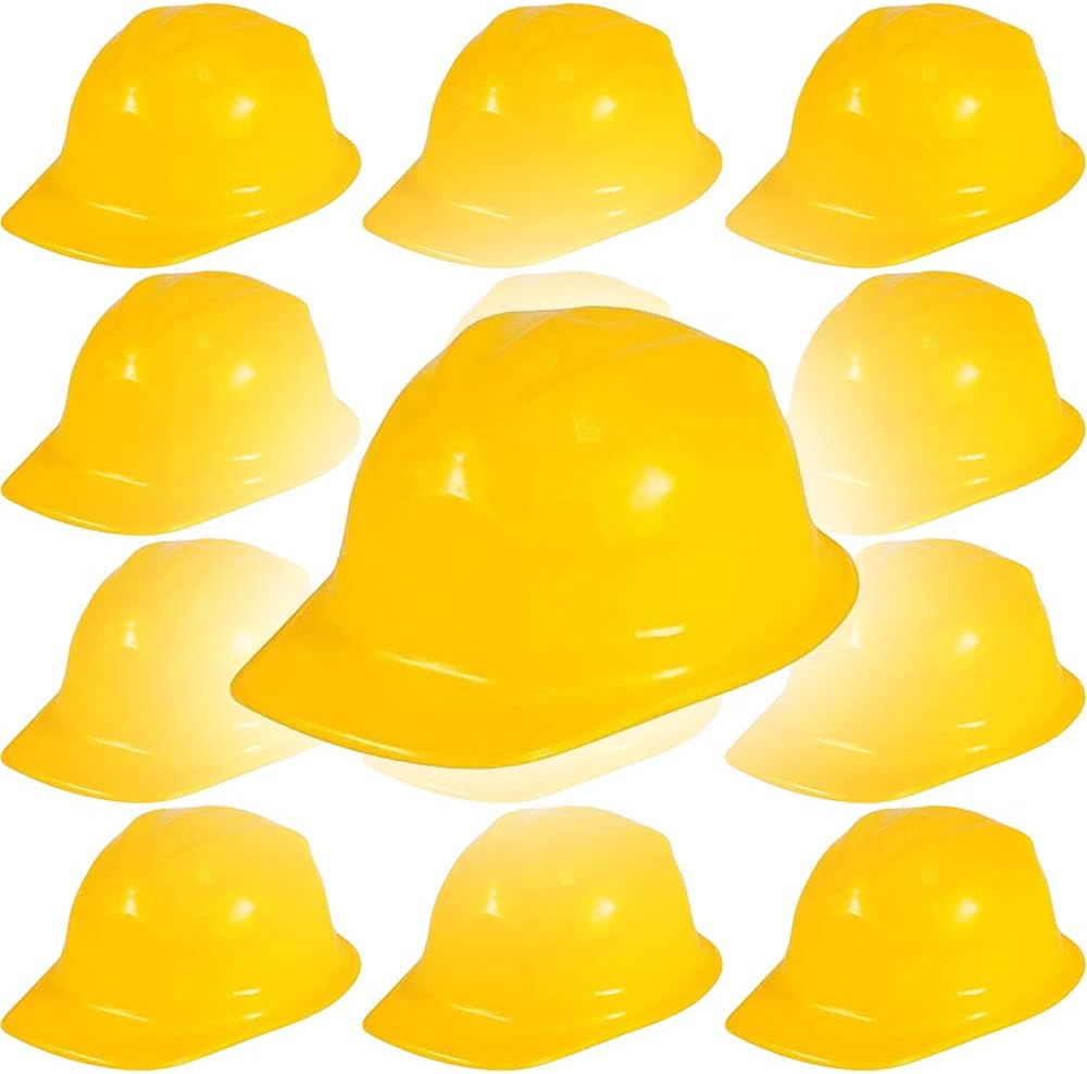 The Dreidel Company Yellow Construction Worker Hat Helmet, Child Size Party and Classroom Supplies (12-Pack)