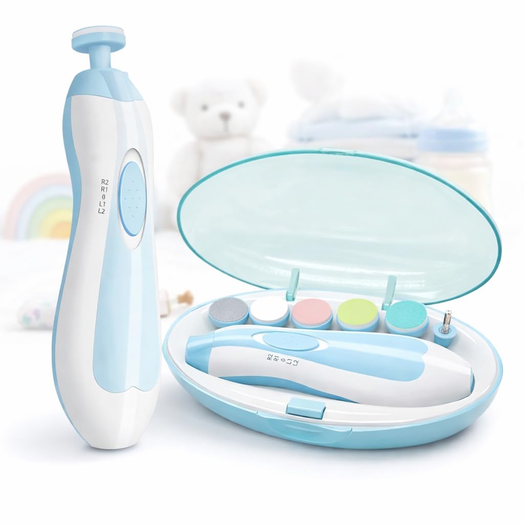 TPJ Mart Baby Nail Trimmer New Born with Lights | Electric Baby Nail Cutter 0-6 Months with Multiple Filer Heads Adjustment | New Born Baby Products, Pack of 1-image-20