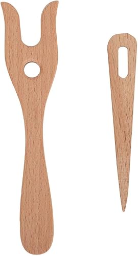 Yosoo Herramientas de tejido de tenedor para tejer, tenedor Lucet, tenedor tipo tenedor, herramientas de tejer de madera, herramientas de tejido de