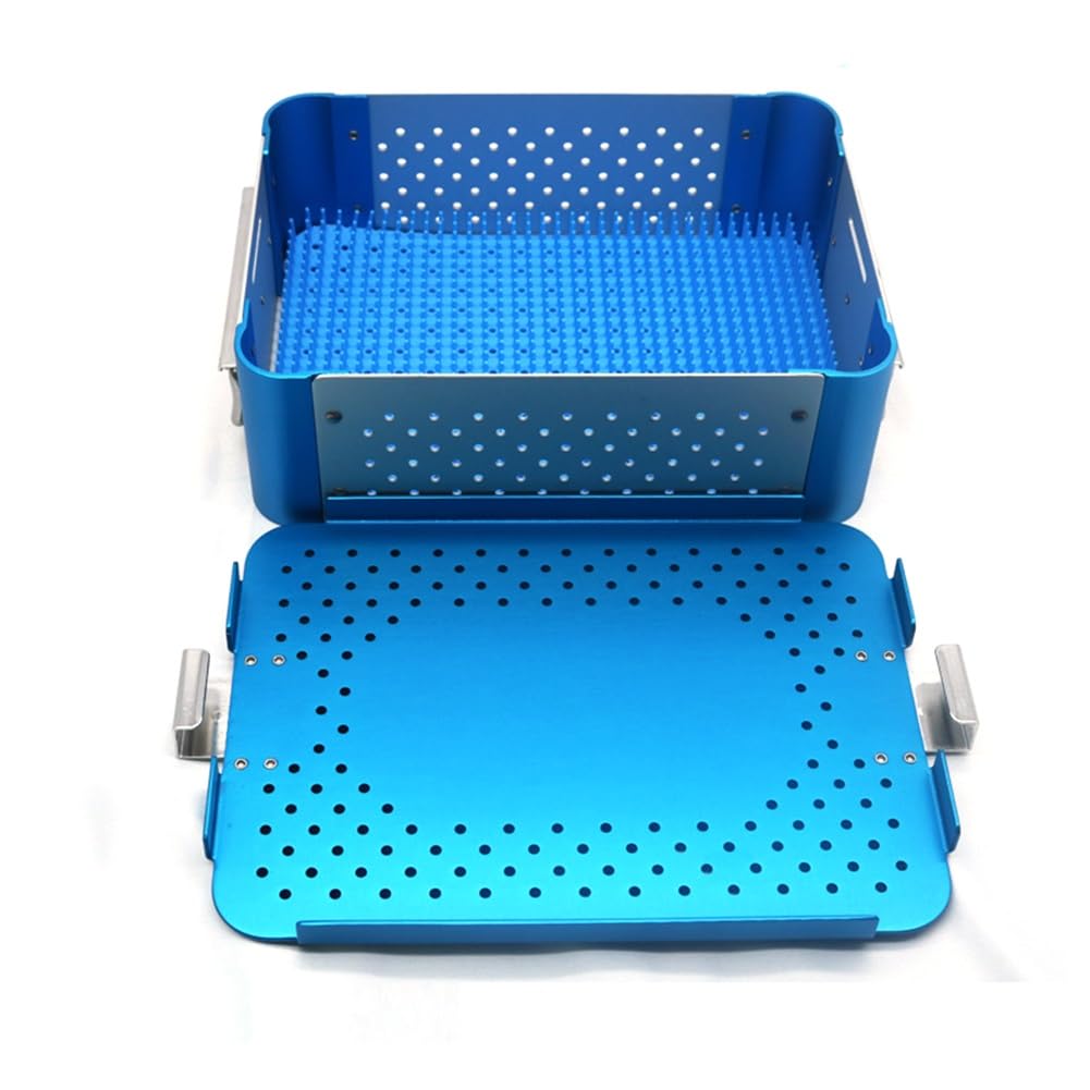 Caja de desinfección de instrumentos quirúrgicos, bandeja de esterilización de aluminio para herramientas dentales oftálmicas, estuche de limpieza médica (24 x 17,5 x 8 cm)