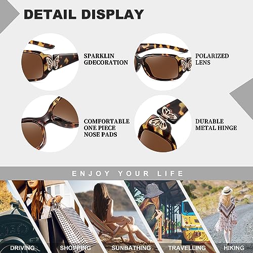 Image of HAOLOTA Women's Polarized Sunglasses - Fashionable Wraparound Butterfly Design with UV400 Protection