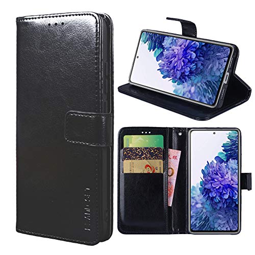 Hülle für Realme C21 Schutzhülle lederhülle Leder Handy Hüllen, Flip Case Handytasche Tasche Handyhülle für Realme C21, Schwarz