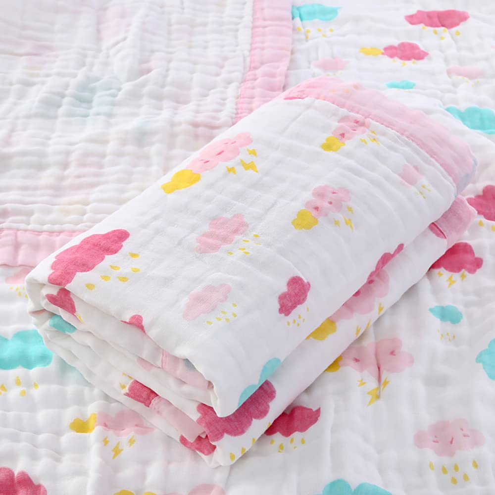 Tickle Tums100% Cotton 6 Layer Super Soft Muslin Blanket For Kids Baby Infants Size - 110Cm X110 Cm 0-4 Years, Breathable, Pink
