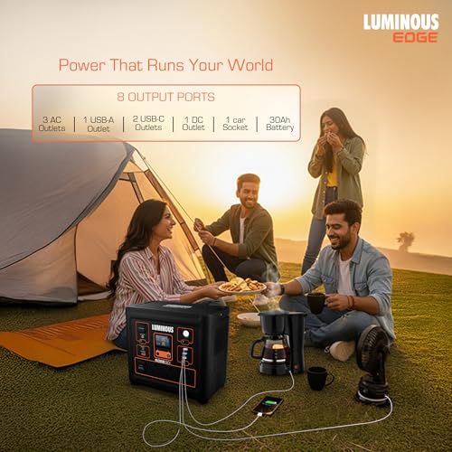 Image of Luminous Edge GO P1000 Portable Power Station | 800W Output | 576 Wh | Fast Charging | Powers Multiple Devices | for Campers, Outdoor Shoot, Travel, Outdoor Parties, & Home Back-up | 5 Year Warranty