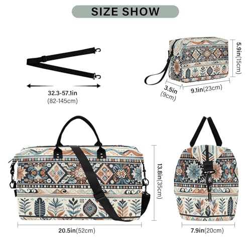 Aztec Navajo Travel Duffel Bag, Shoulder Weekender Overnight Bags - Large Gym Bag with Wet Pocket2