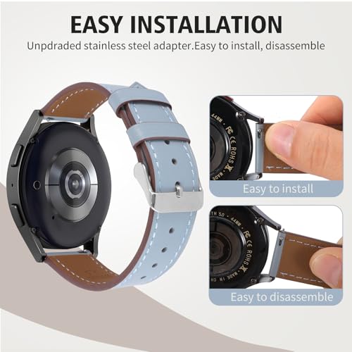 Italy Genuine Leather Watch Bands Men Women Compatible with Samsung Galaxy Watch Band, 20mm 22mm Lugs Watch Straps, Quick Release Wear-resistant Sweat-Resistant Smartwatch Replacement Strap
