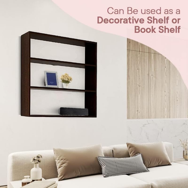 Image of AAROORA Multipurpose Wall-Mounted Wooden Shelf | 3-Tier Storage Rack for Kitchen, Living Room & Office