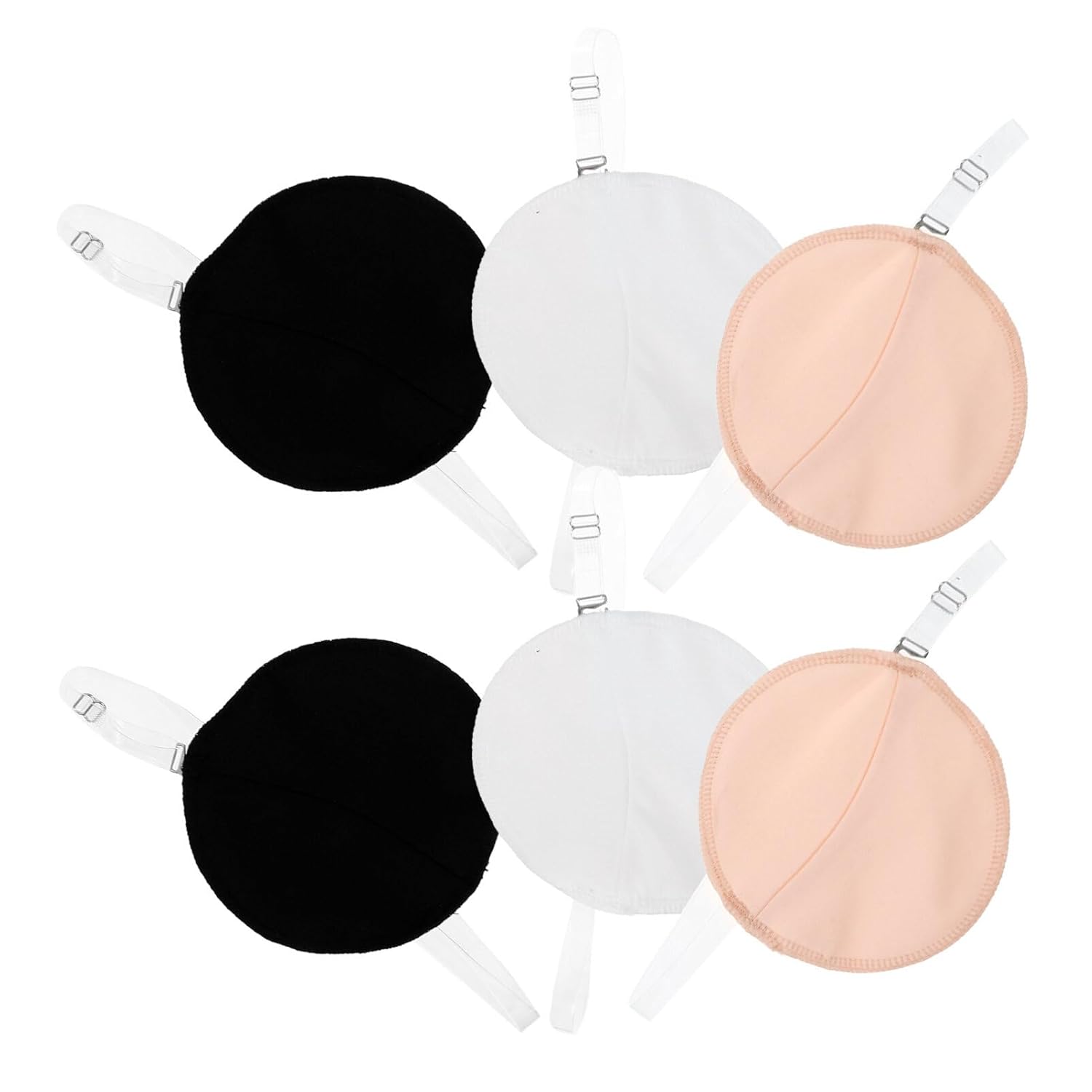 Ipetboom 3pairs Washable Armpit for Women and Girls Absorbent Underarm Straps Reusable and Skin-friendly Includes Black White and Skin Tone Options
