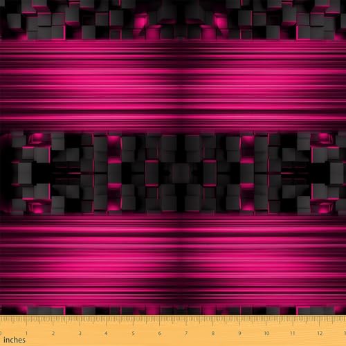 Tissu au mètre d'art abstrait aux lignes de bande de luxe géométriques roserouge