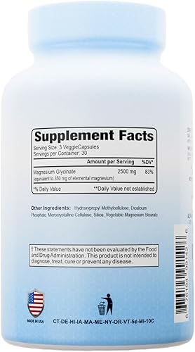 Miniatura 2 de ALFA VITAMINS Glicinato de magnesio 250 mg, suplemento dietético sin gluten, apoya la función muscular y nerviosa, salud ósea, relajación y sueño,
