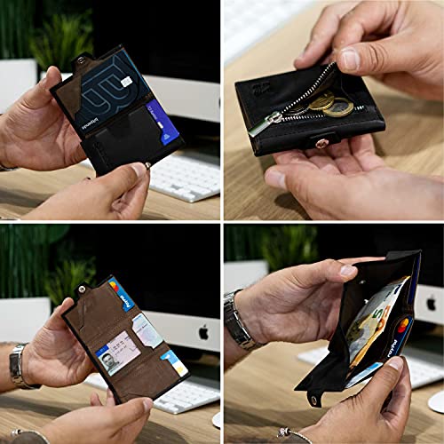 SERASAR | Men's Leather Wallet [Genius] with RFID Protection | Black/Brown | Real Leather | Compartment for Notes and Coins | Including Gift Box | Great Gift Idea | Men's Wallet | Leather Notecase3