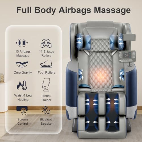 Image of FURNIMAT Massage Chair Full Body Zero Gravity Recliner, 2026 Blue Leather