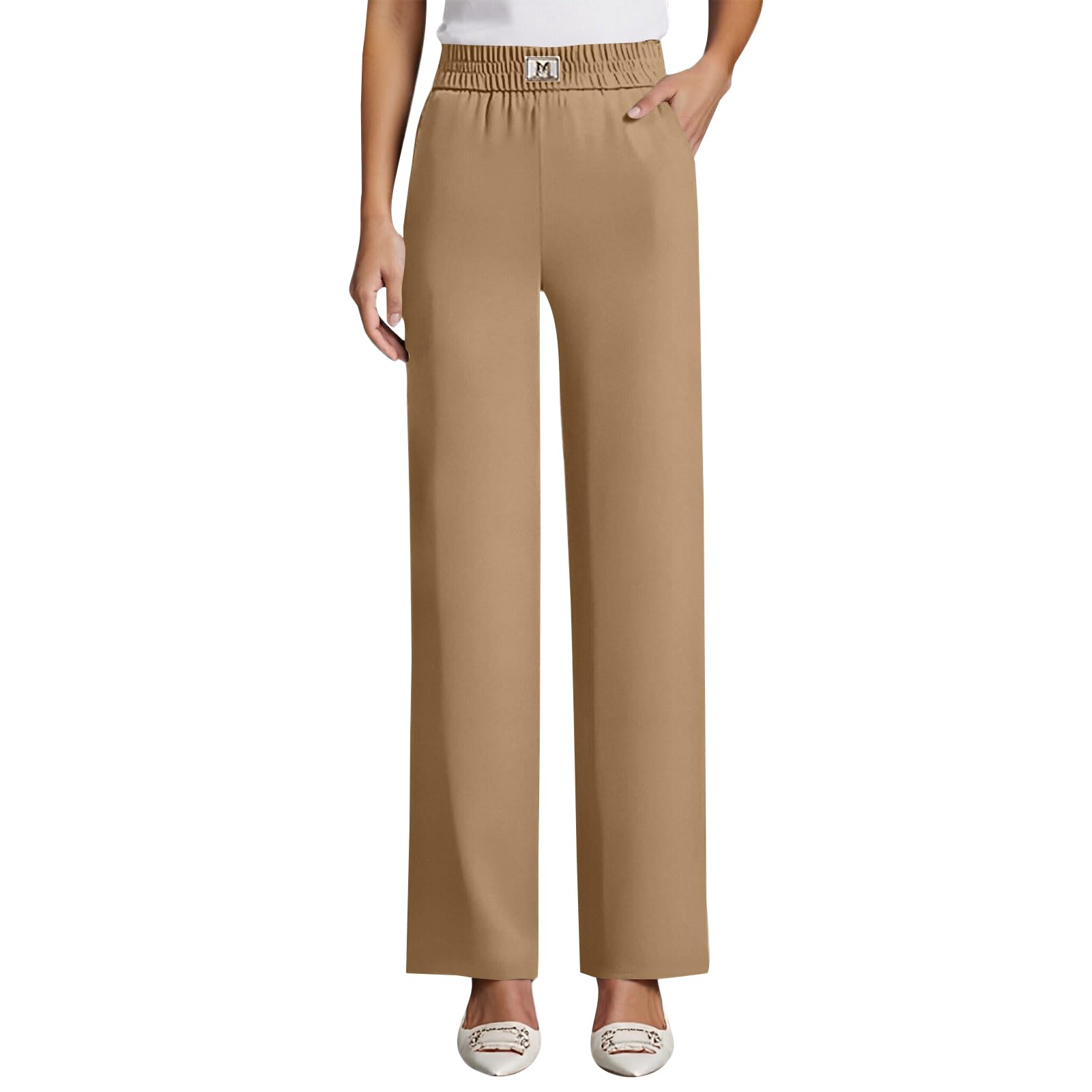Stretchy Work Pants for Women Perfect Drape High Rise Pull-On Stretch Pants Silky Soft Quick Dry Work Slacks