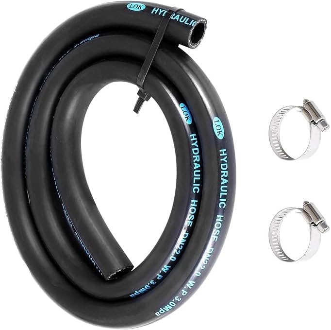 6 FT Dishwasher Discharge Hose, 7/8 Inch ID Heavy-Duty Rubber Drain Hose with 2 Stainless Steel Clamps, Universal Fit, Leak Proof, Kink Resistant Replacement for Home Dishwashers