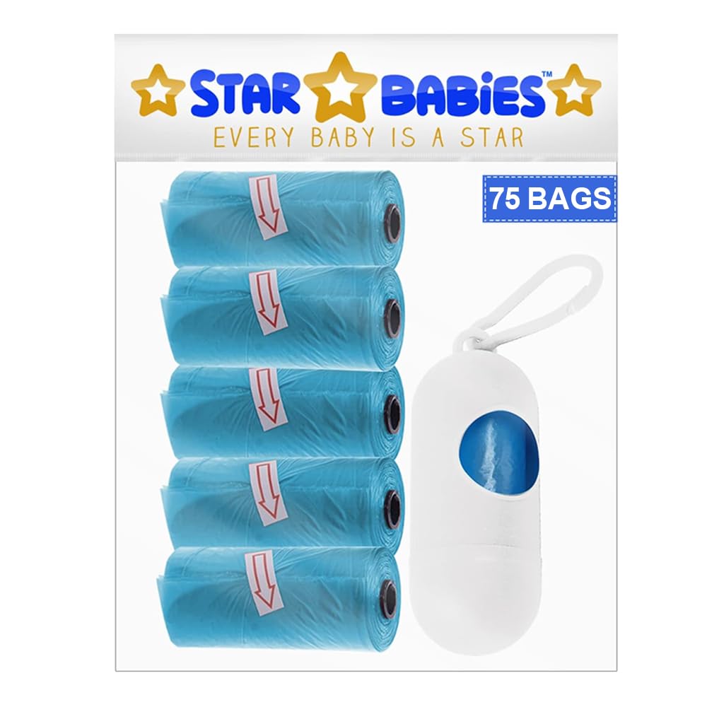Star Babies Pack Of 5 Scented Nappy Bag Blue With White Dispenser, Pack Of 1