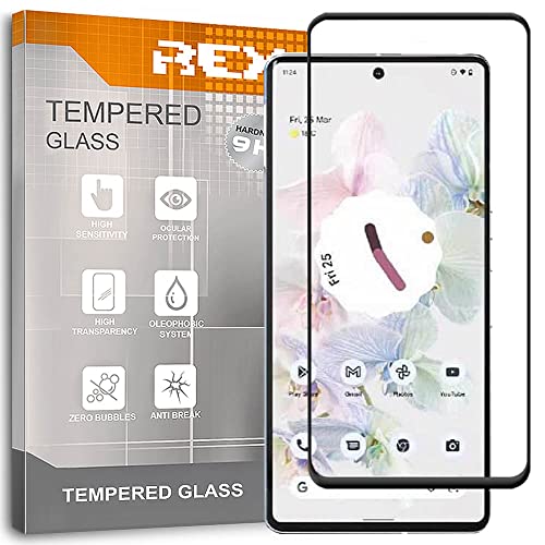 REY Protector de Pantalla Curvo para Google Pixel 7, Negro, Cristal Vidrio Templado Premium, 3D / 4D / 5D, Anti Roturas