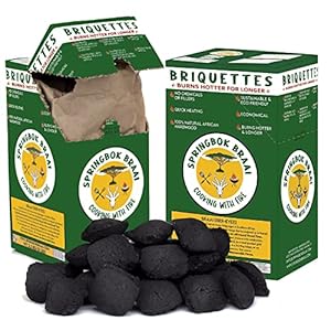 Springbok Braai Best Charcoal Briquettes for Grilling – All Natural Hardwood Briquettes Charcoal for Smoker, Outdoor BBQ Grill – High Heat, Long Lasting, Economical, Sustainable Acacia Wood,1×5 lb Box