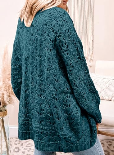 Image of Eytino Womens Plus Size Crochet Cardigan Sweater Long Sleeve Hollow Out Open Front Cardigans Outwear(1X-5X)