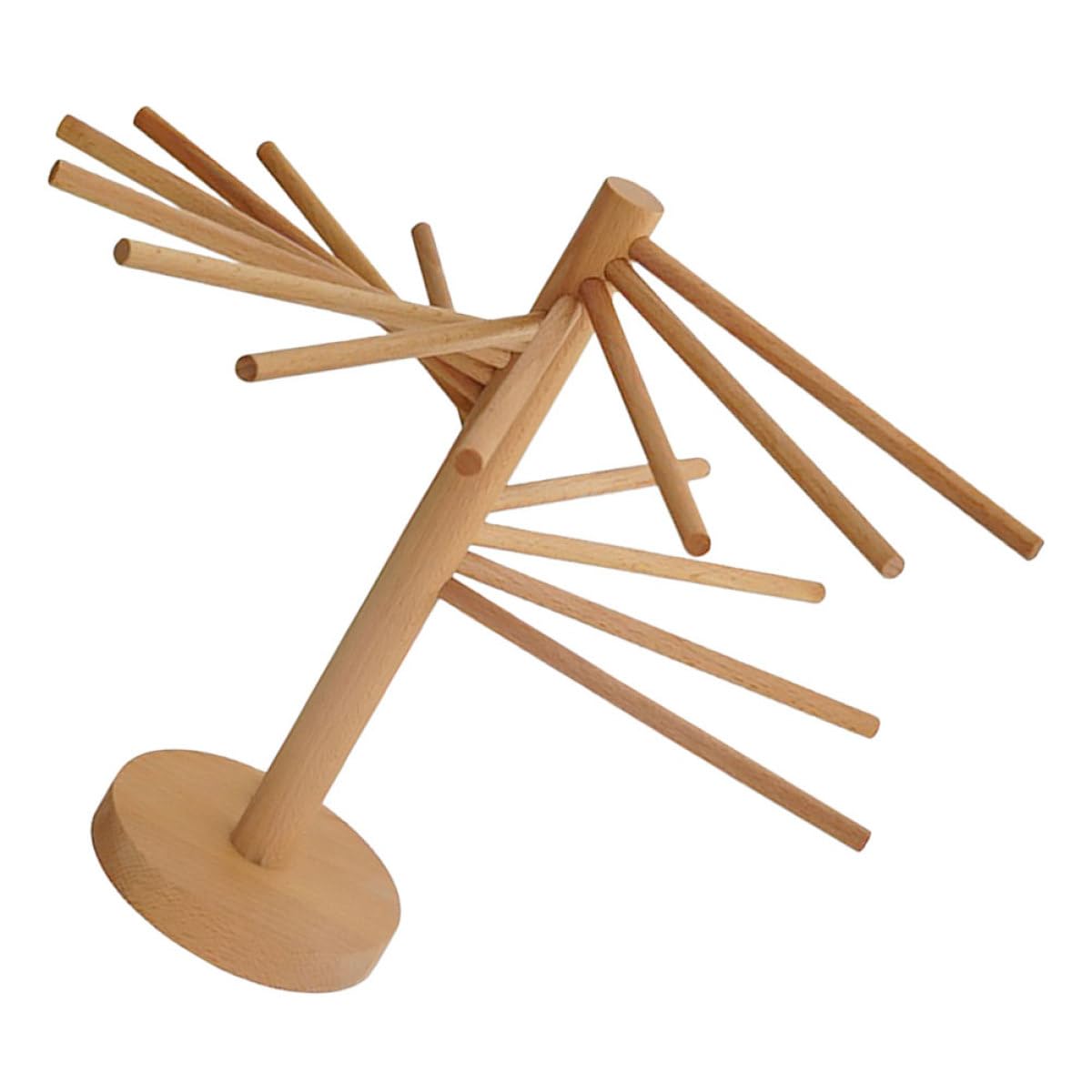 HOMSFOU Séchoir à Pâtes en Bois Naturel, Arbre de Séchage pour Pâtes Fraîches et Spaghettis, Support Robuste et Rapide pour Séchage Maison et Restaurant, Étagère Porte-pâtes Multifonction