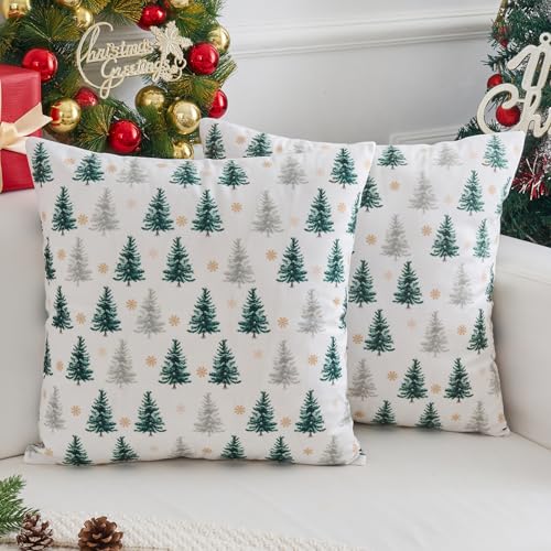 Voreppy Kissenbezüge Weihnachten 40x40 Samt Weiß Weihnachtsbaum...