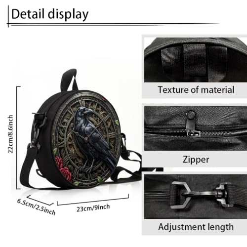 Image of Women Novelty Round Clock Shape Zippered Clock Purses for Women Tote Handbag Shoulder Bag, Gift for Mom Girlfriend