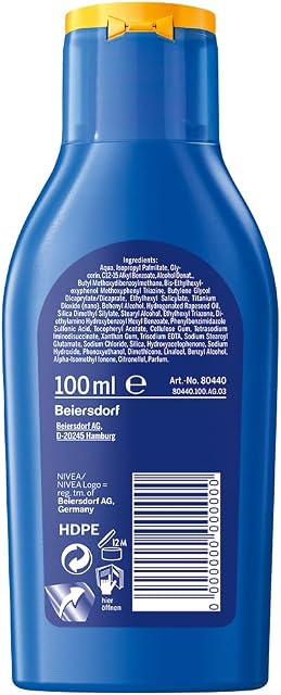 Nivea Słońce ochrona i pielęgnacja mleka słonecznego, 100 mililiters