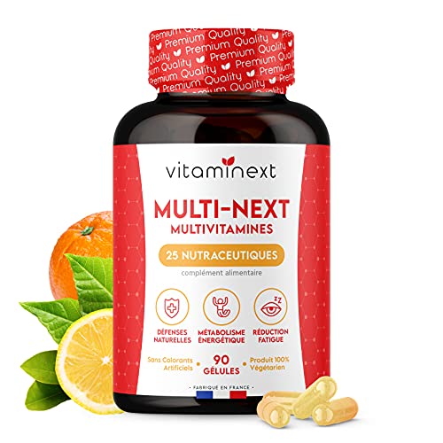 Multivitamines & Minéraux | Vitamines ABC, D3, K, B12 + Magnésium, Zinc & Q10 | 25 Nutriments | Homme et Femme | 90 Gélules Végétales | Énergie, Vitalité, Immunité | Fabriqué en France | Vitaminext Cover