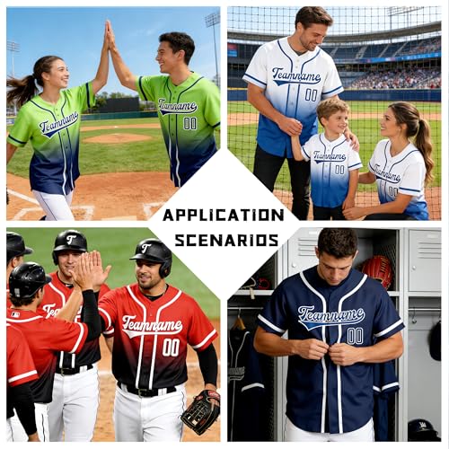 Camiseta personalizada de béisbol con nombre y número bordados para hombres, mujeres y jóvenes miniatura 2