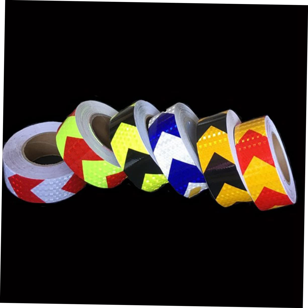 Cabilock Cinta Reflectante De Advertencia De Seguridad Flechas 5 Cm x 25 M, Fluorescente Negra y Amarilla, Cinta De Visibilidad De Flechas y Señal Reflectante Para Vehículos y Transporte